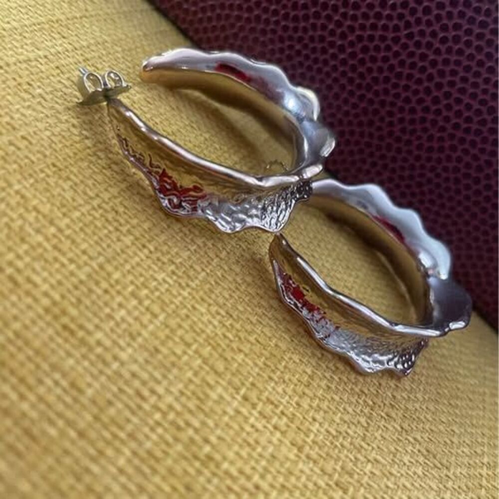 Vintage Silver-Toned Textured Hoop Earrings